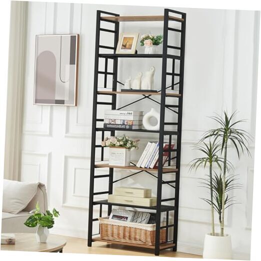84-Inch Tall 7-Tier Brown Bookshelf - 11.8D x 23.6W x 83.8H - Spacious Wooden Shelf for Home & Office