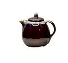 Vintage HULL Pottery Brown Drip TEA POT w/ LID Oven Proof USA  6 3/4" tall