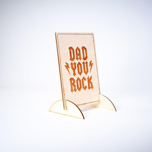 Wood Greeting Card - Dad You Rock - Picture 5 of 5