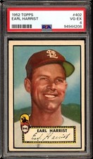 1952 Topps Baseball #402 Earl Harrist PSA 4