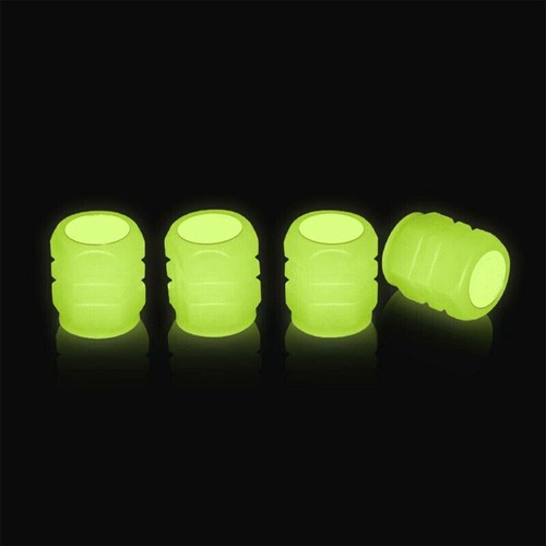 4x Yellow Fluorescent Car Tire Valve Caps Luminous Tire Valve Stem Cap