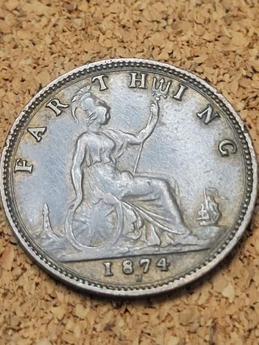 Queen Victoria 1 Farthing Coin 1874 - Picture 8 of 9
