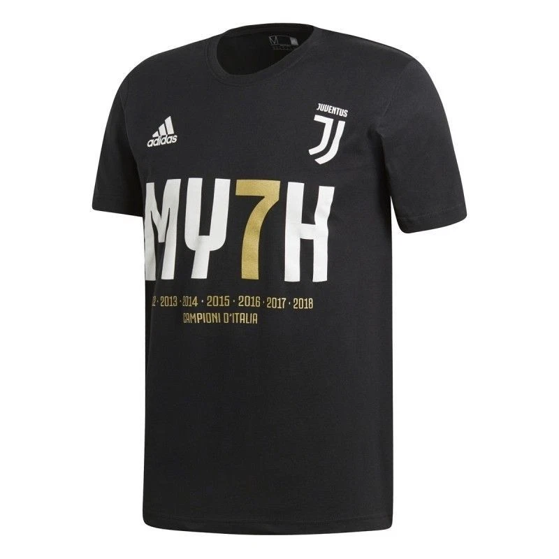 T-Shirt Juventus Jersey Célébration 2018 Licence Adidas 7 Badges Coton MY7H - Photo 1/1