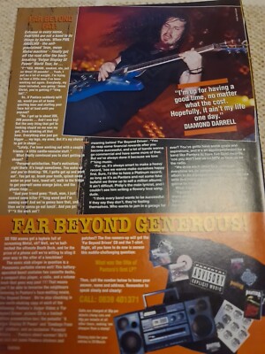 Vintage DIAMOND DIMEBAG DARRELL VINNIE PAUL PANTERA REX A4 POSTER RAW MAGAZINE 