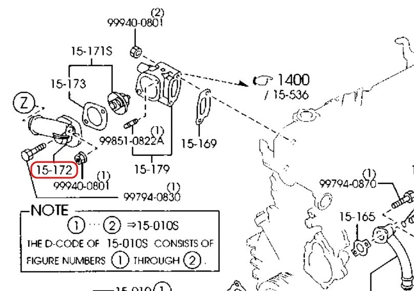 Carcasa de termostato OEM MAZDA G601-15-172A para MPV 1989-1994 1987-1993 B2600 Foto 3 de 4