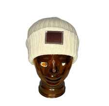 Love Your Melon Adult Unisex Cream Cotton Cuffed Beanie Knit Cozy Winter Hat USA