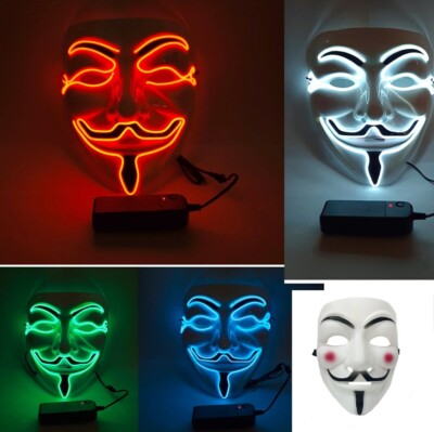 Leuchtmaske Vendetta LED Halloween Maske Grusel Kostüm Kostüme Anonym