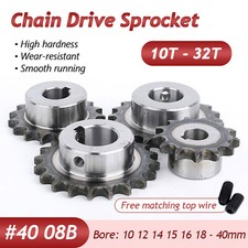  40 Pitch 1/2" 12.7mm 10-32T Chain Drive Sprocket Bore 10-40mm For 08B Chain