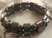 New Magnetic Synthetic Hematite Beaded Stretch Healing Bracelet Unisex Reiki
