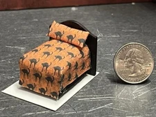Dollhouse Miniature Bed Orange Q 1:48 Quarter inch scale 1/4 F210 Dollys Gallery