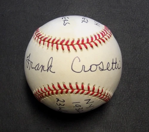 Frank Crosetti Signed Official American League Baseball JSA Authenticated Stats