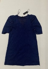 L.N.V. Womens Floral Eyelet Dress Size M Blue