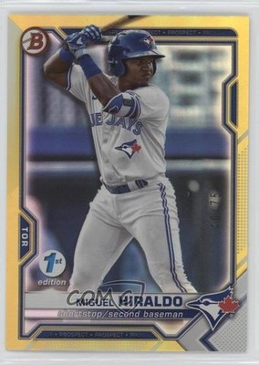 2021 Bowman Draft 1st Edition Yellow Foil 40/75 Miguel Hiraldo #BD-98 08mi