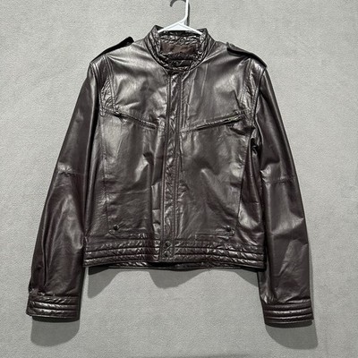 Vintage Chess King Leather Jacket Mens 44 Brown Bomber Cafe Racer Biker GUC