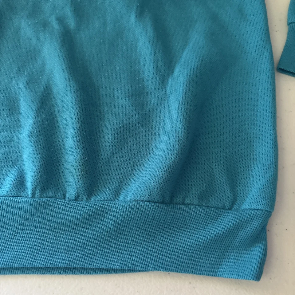 Sudadera suéter vintage Lee Sturdy Sweats años 80 verde azulado rosa conejitos talla juvenil S Foto 3 de 4