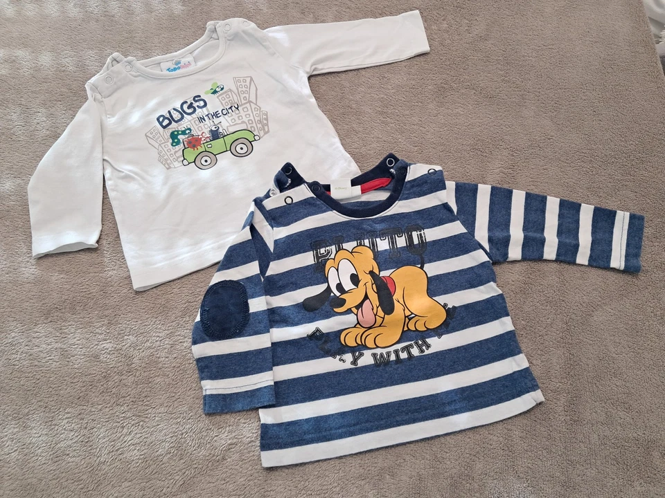 Set 2 süße Baby Langarmshirts, Longsleeves, Disney + Topomini, Gr. 62