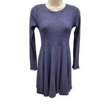 NWT Lulus S Fit and Fair violet Ribbed Knit Long Sleeve Skater Dress flirty NEW
