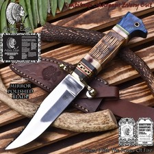 Ashen Edge Handmade Bowie Knife 440C Steel Bone and Wood Brass Guard Hiking
