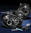 For 03-05 Neon Halo Led Black Projector Head Light Lamp+Blue Drl Kit+6000K Hid