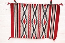 ATQ LARGE Navajo Rug Native American Indian Weaving 24x17 Wide Ruins Striped VTG