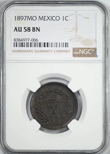 1897 MO Mexico 1C Centavo NGC AU58BN
