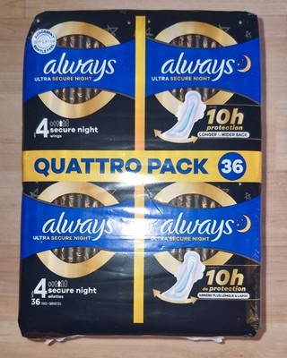 Always Ultra Damenbinden - Secure Night - Größe 4 - Mit Flügeln  - 36 Stück
