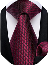 Mens Solid Color Tie and Pocket Square Set Woven Silk Plain Necktie  Handkerchi
