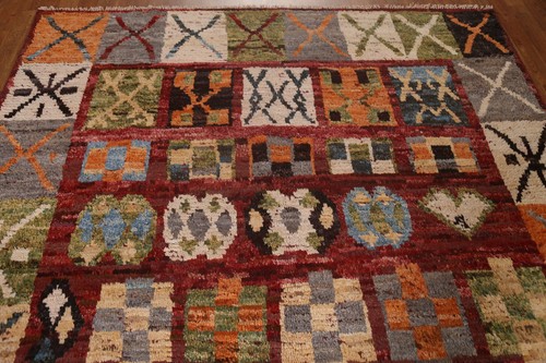 Hand-Knotted Tribal Moroccan Area Rug 7x10 Ft Multicolor Oriental Wool Carpet - Picture 12 of 19