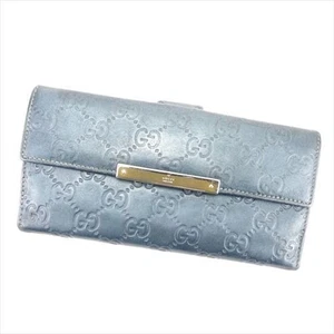 Gucci Portefeuille Long avec Crochet Cuir Bleu Accessoires Unisexe État 6/10