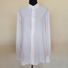 Emporio Armani White Mesh Long Sleeve Men Casual Dress Shirt Size 39/15.5
