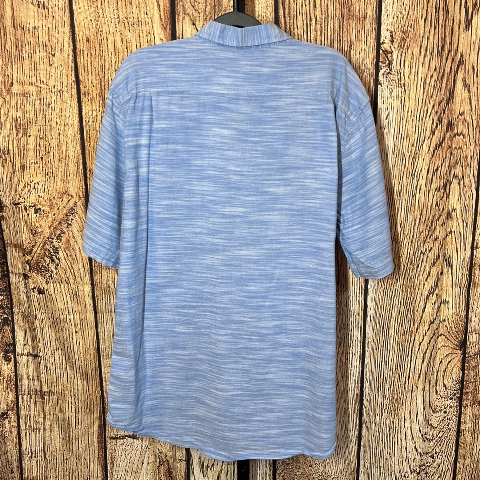 Ezekiel Mens XL Blue Heathered Striped Button Down Short Sleeve Casual Shirt - Image 2 of 4