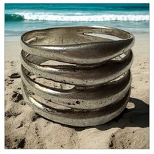 Vintage Mid-Century Modernist Sterling Silver Band Ring, Size 6.5