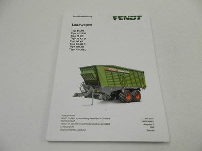 Fendt Tigo 65 75 90 100 XR D Loader Wagon Owners Manual Operation Maintenance 2020