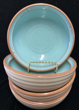 NORITAKE JAPAN BOULDER RIDGE TURQUOISE AZTEC SOUTHWEST CEREAL BOWLS SET OF 4 EUC