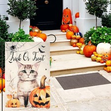 Halloween Cat Garden Flag Trick or Treat 12x18.5