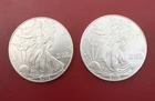 New Listing2002 American Silver Eagle $1 One Ounce .999 Fine Silver BU Premium Year Lot (2)