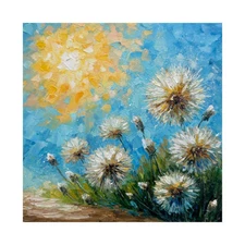 Original Art Dandelion Painting Flowers Art Meadow Impasto Painting Floral Art