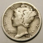 1934 D Mercury Dime 90% Silver G-VG  "Actual Coin Pictured - Not Cleaned"