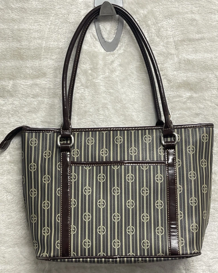 Bolsa de mão Giani Bernini alça dupla bolsa de ombro assinatura bolsa listrada - Imagem 4 de 4