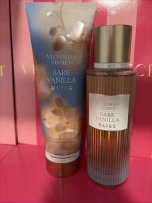 Victoria's Secret Bare Vanilla Bliss Body Mist Spray & Body Lotion New Set of 2