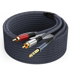 20ft 1/4 TRS to RCA Y Splitter Cable, Compatible with Amplifier, 20ft, Grey