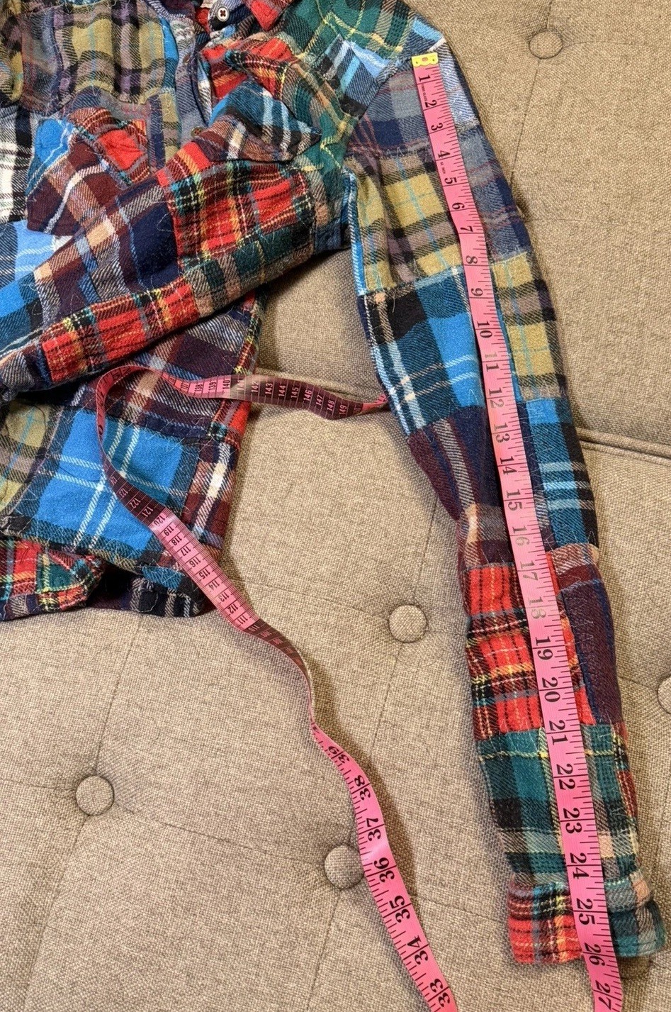 We The Free Patchwork Plaid Flannel Button Up Shi… - image 8