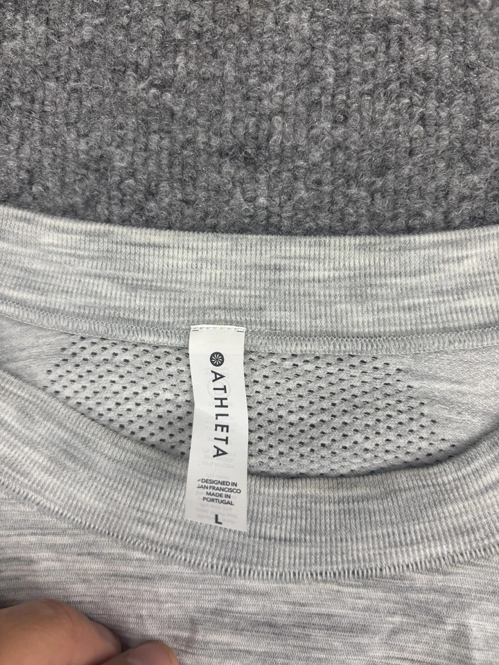 Camisa Athleta Mujer L Gris Manga Larga Sin Costuras Rendimiento Correr Entrenamiento Foto 2 de 4