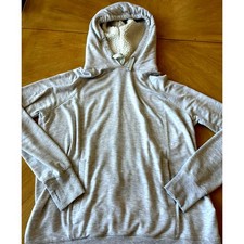Women s M Gray Pullover Hoodie sherpa-lined hood, thumb holes, kangaroo pocket