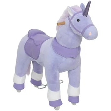 Qaba Ride on Unicorn Toy, Plush Baby Rocking Horse for Kids 4-7 Years