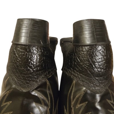 Bronco Black Cowboy Boots Mens 9 EE Extra Wide Man Made  display picture 2