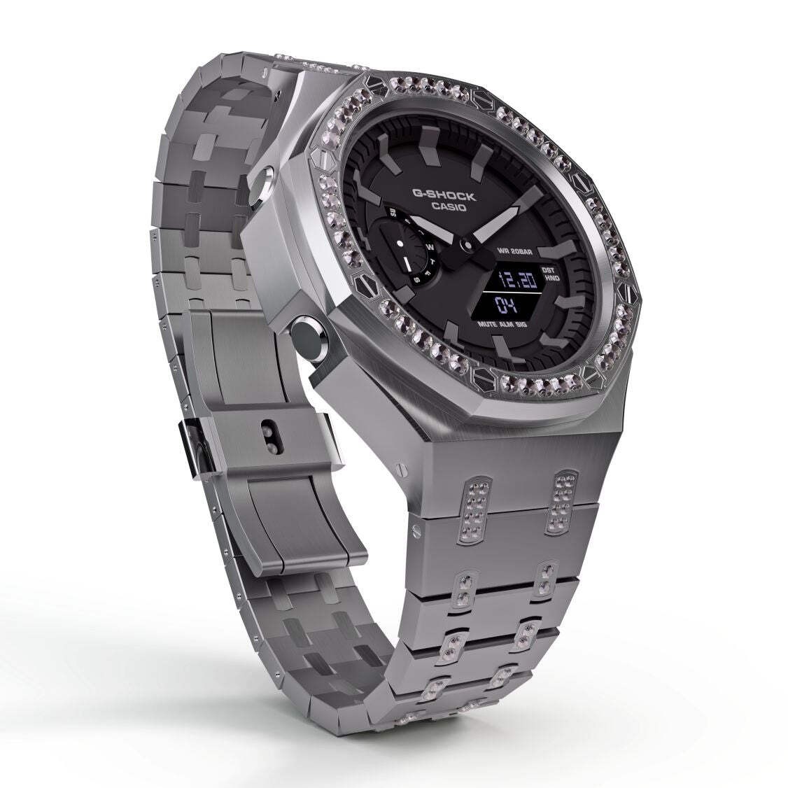 Iced Out Casioak Mod GA-2100 All Metal Modded Crystal Watch GA2100