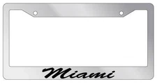 Chrome METAL License Plate Frame MIAMI CURSIVE Auto Accessory 994