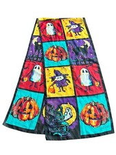 ECHO Vintage Halloween Scarf - Black Cat Witch Ghost Pumpkin Haunted House