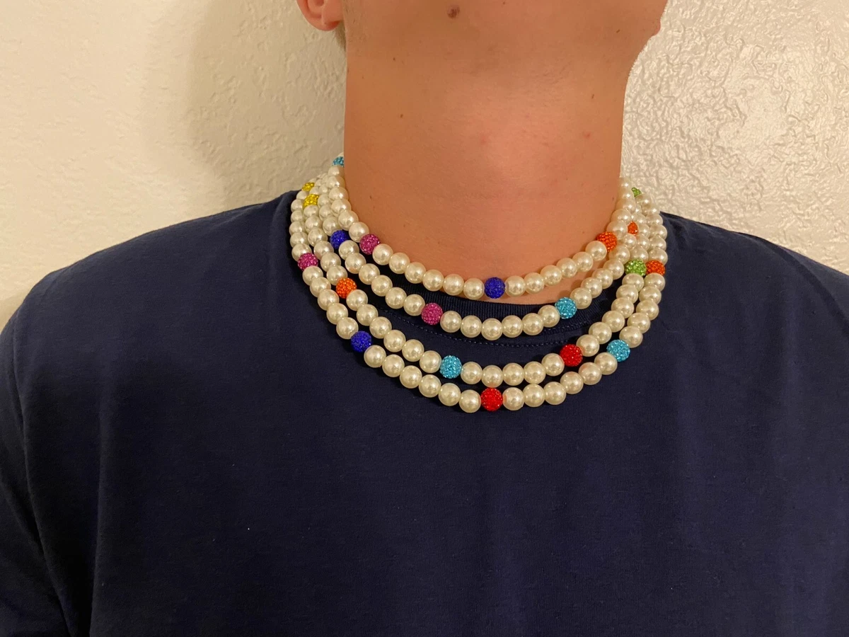 CUSTOM COLORS Pollyanna Pearl Baseball Necklace Worn by Oswaldo